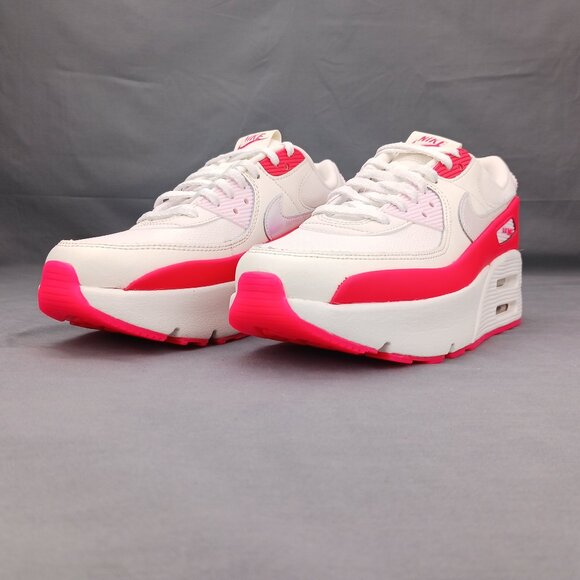 Nike Air Max 90 LV8 Women's Shoes Sneakers HF5073 133 White Red Sizes 8-10 - Picture 3 of 10